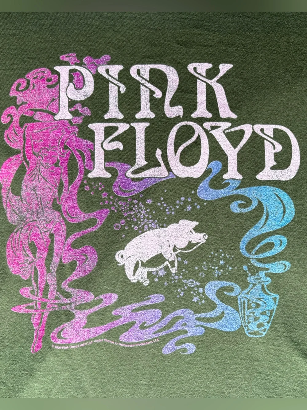 Pink Floyd Graphic Tee- Size XL- Green Band Rock Tee - Picture 8 of 11